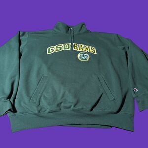 Champion Eco Fleece Colorado State Rams Green Sweatshirt 1/4 Zip Size XXL